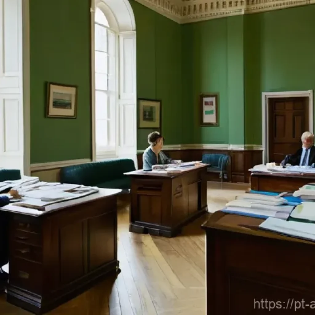 행정관리사와 민간기업 업무 차이 - **Prompt: Public Sector Workplace - Stability and Purpose**
**Description:** A wide shot of a ca...