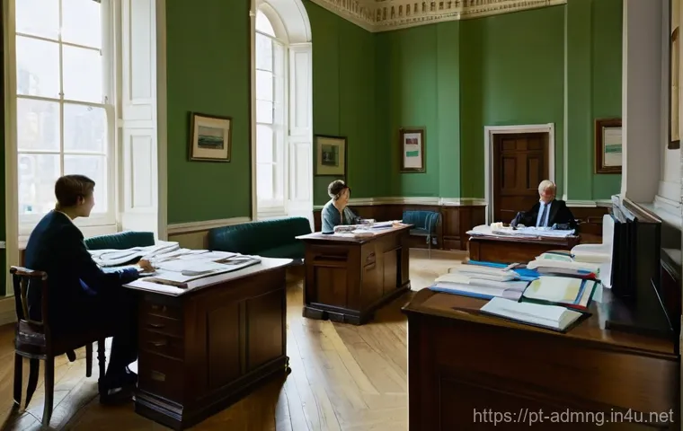 행정관리사와 민간기업 업무 차이 - **Prompt: Public Sector Workplace - Stability and Purpose**
**Description:** A wide shot of a ca...